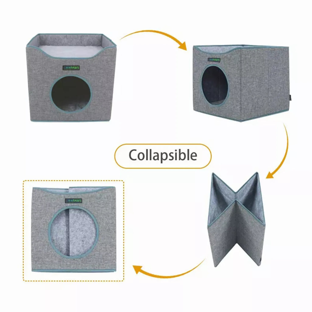JESPET Foldable Cat Cube House & Bed