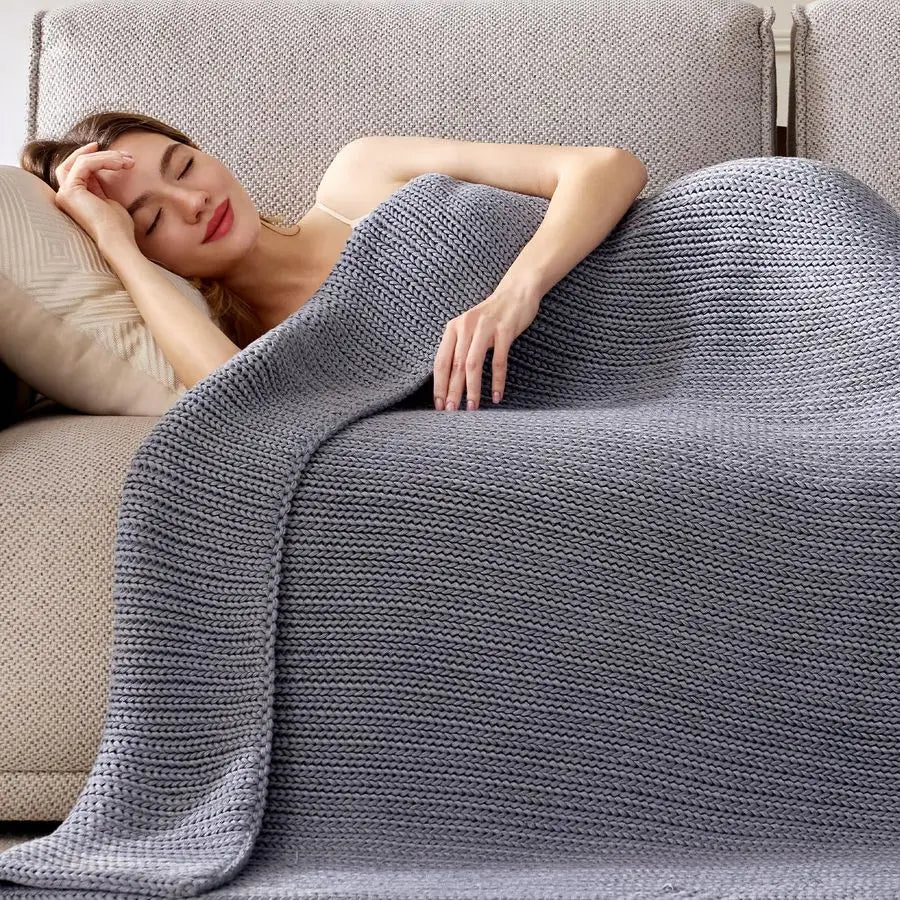 15 lb Knitted Cooling Weighted Blanket (60x80, Grey)