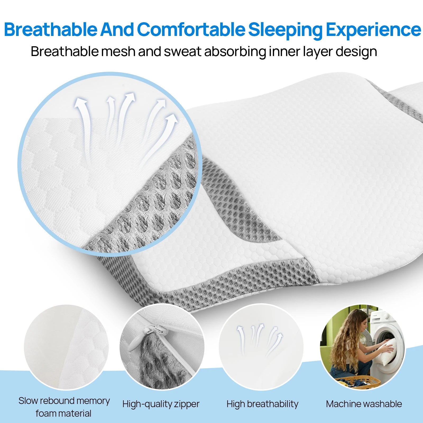 JHK Queen Cervical Contour Pillow