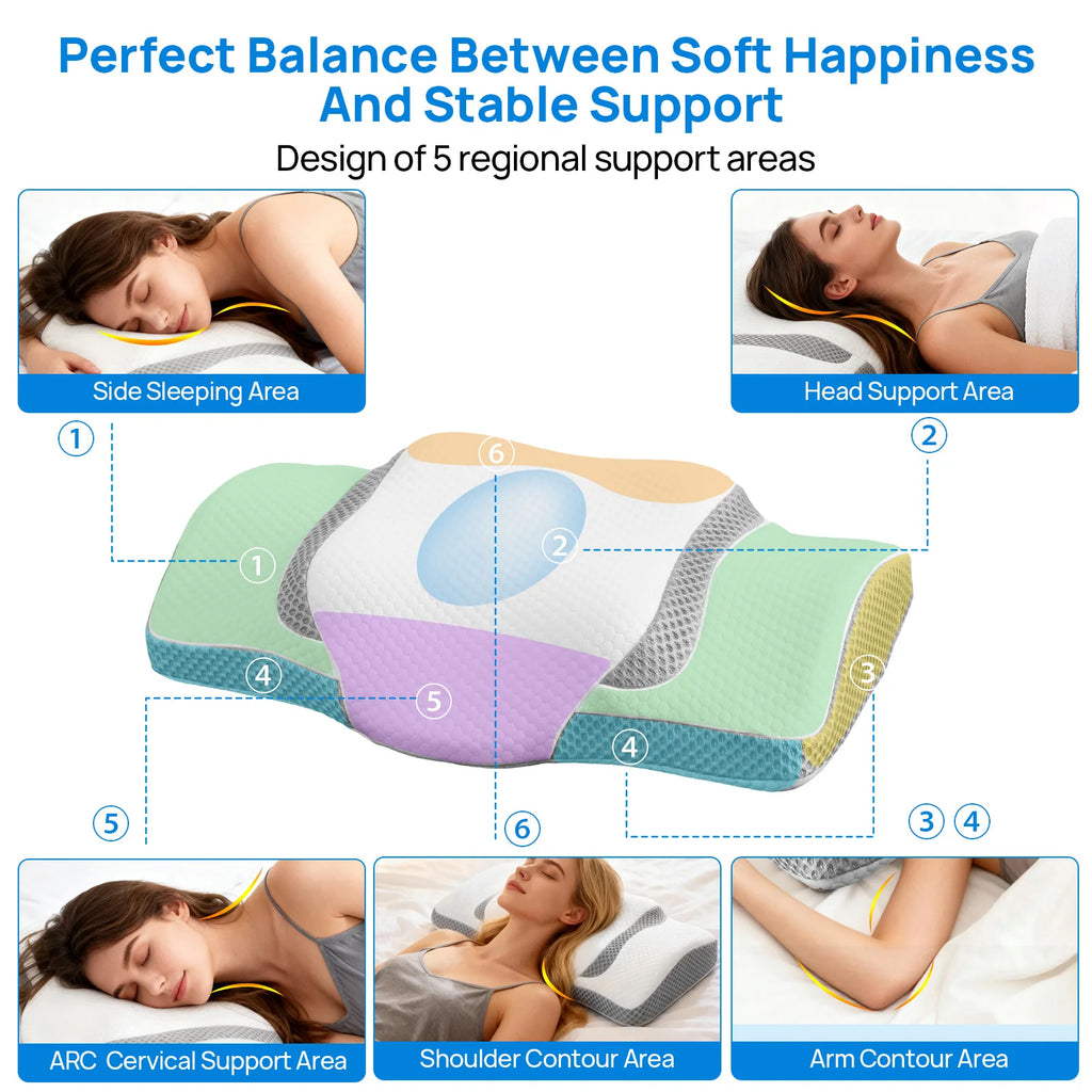 JHK Queen Cervical Contour Pillow