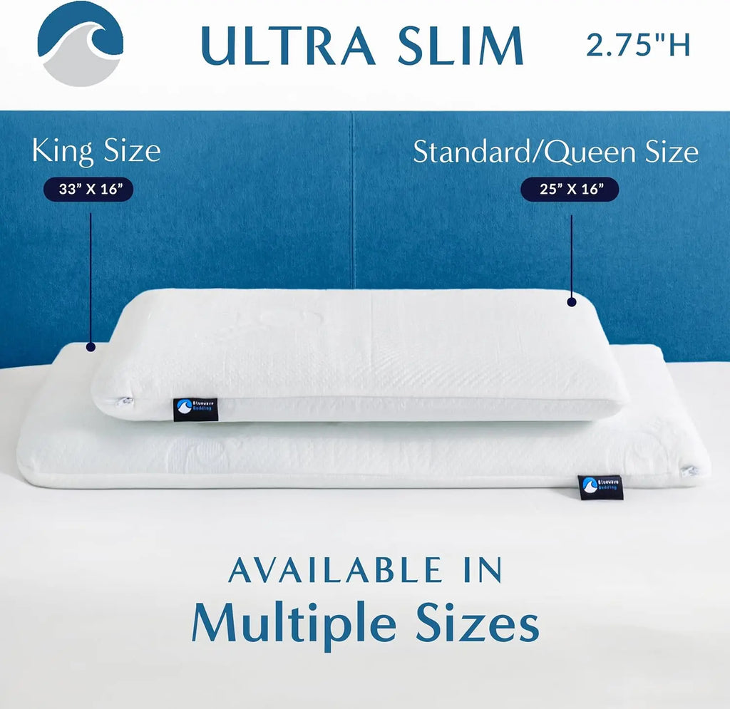 Ultra Slim Gel Memory Foam Pillow (2.75")