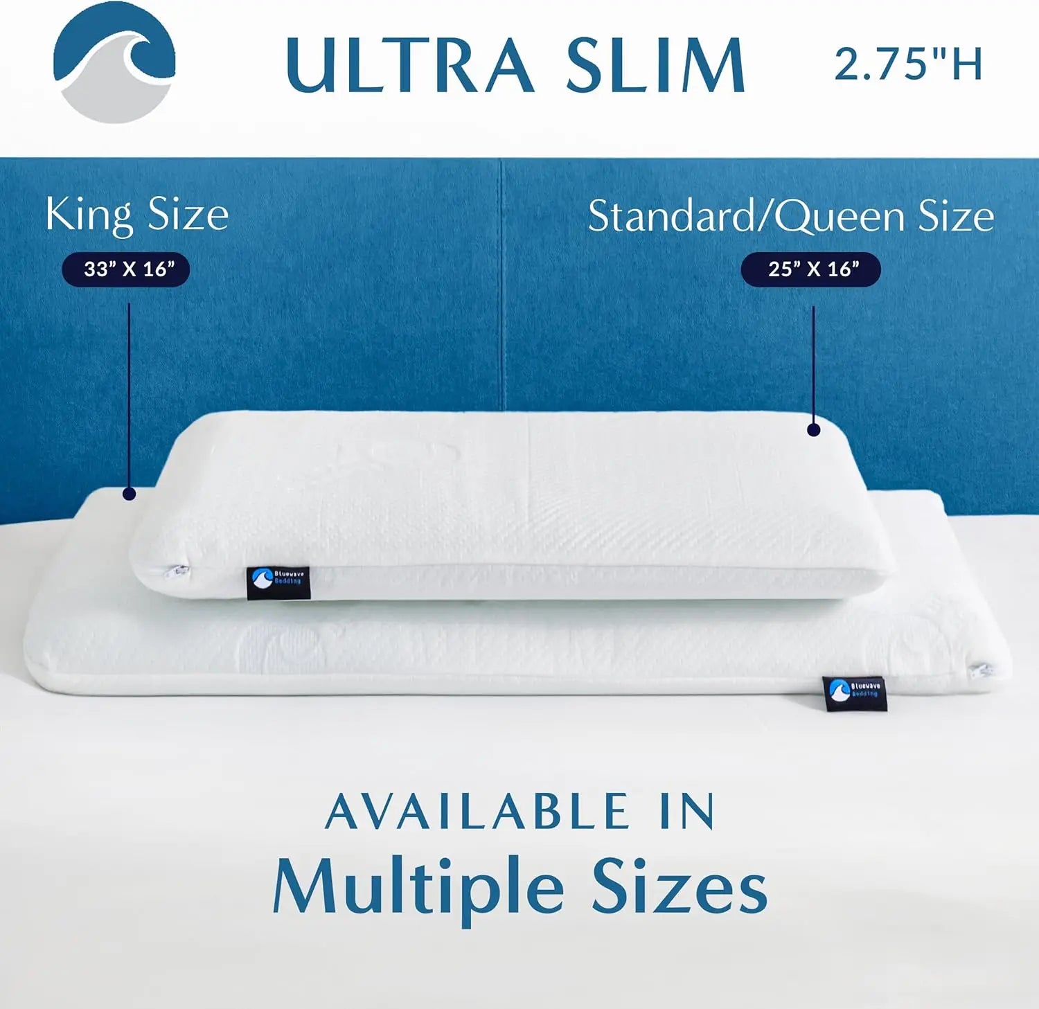 Ultra Slim Gel Memory Foam Pillow (2.75")