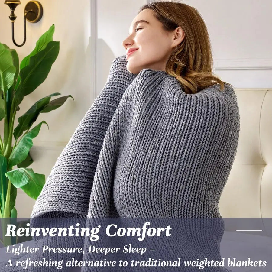 15 lb Knitted Cooling Weighted Blanket (60x80, Grey)