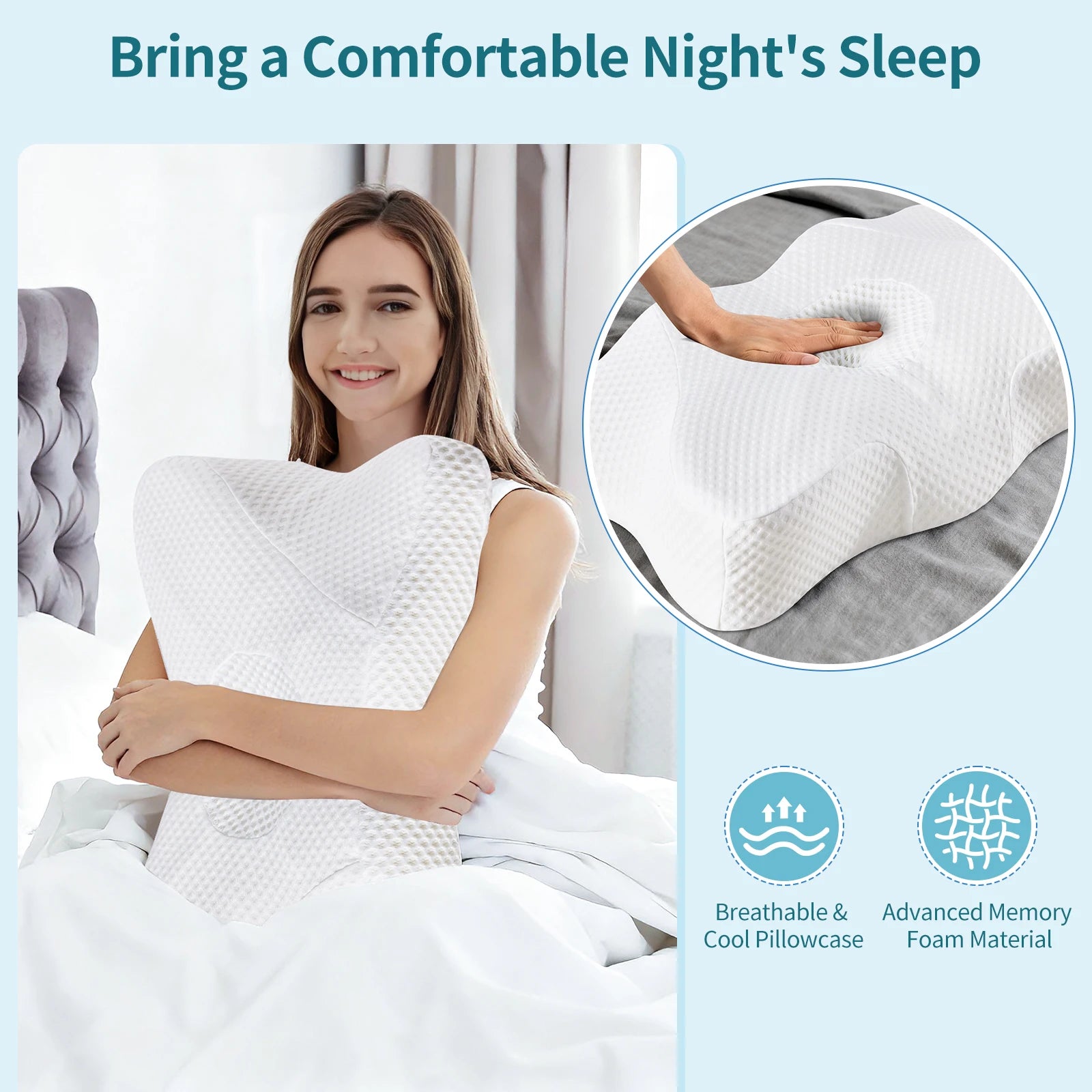 King Ergonomic Memory Foam Neck Pillow